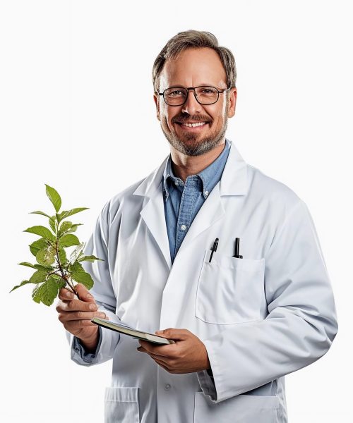 portrait-smiling-doctor-doctor-holding-plant